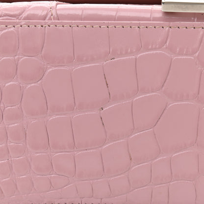 Balenciaga Shiny Calfskin Crocodile Embossed Small Hourglass Top Handle Bag Powder Pink 13 of 13