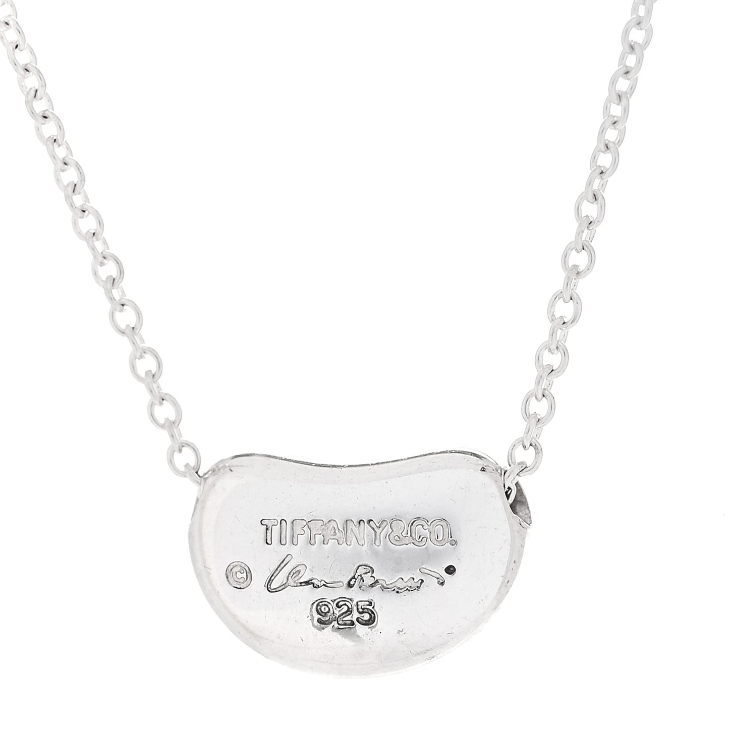 Sterling Silver 11mm Elsa Peretti Bean Pendant Necklace