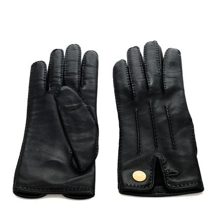 Hermes Lambskin Clous De Selle Gloves 7 Black 2 of 4