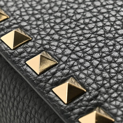 Valentino Garavani Pebbled Calfskin Rockstud Wristlet Zip Pouch Black 7 of 9