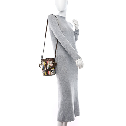 Fendi Kuban Canvas Vitello King F is Fendi FF Embroidered Mini Mon Tresor Bucket Bag Multicolor Cuoio 2 of 11