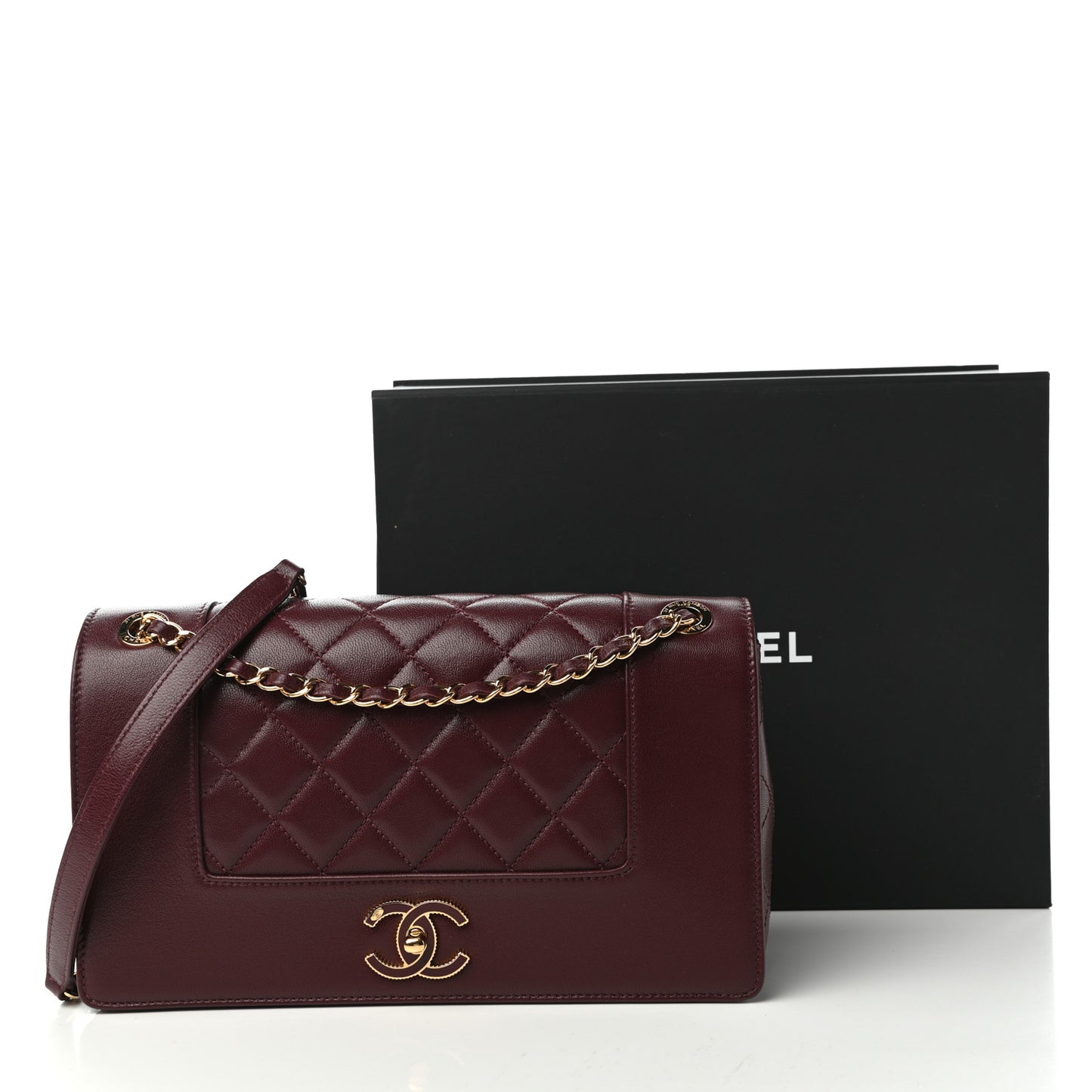 Sheepskin Quilted Vintage Mademoiselle Flap Dark Red