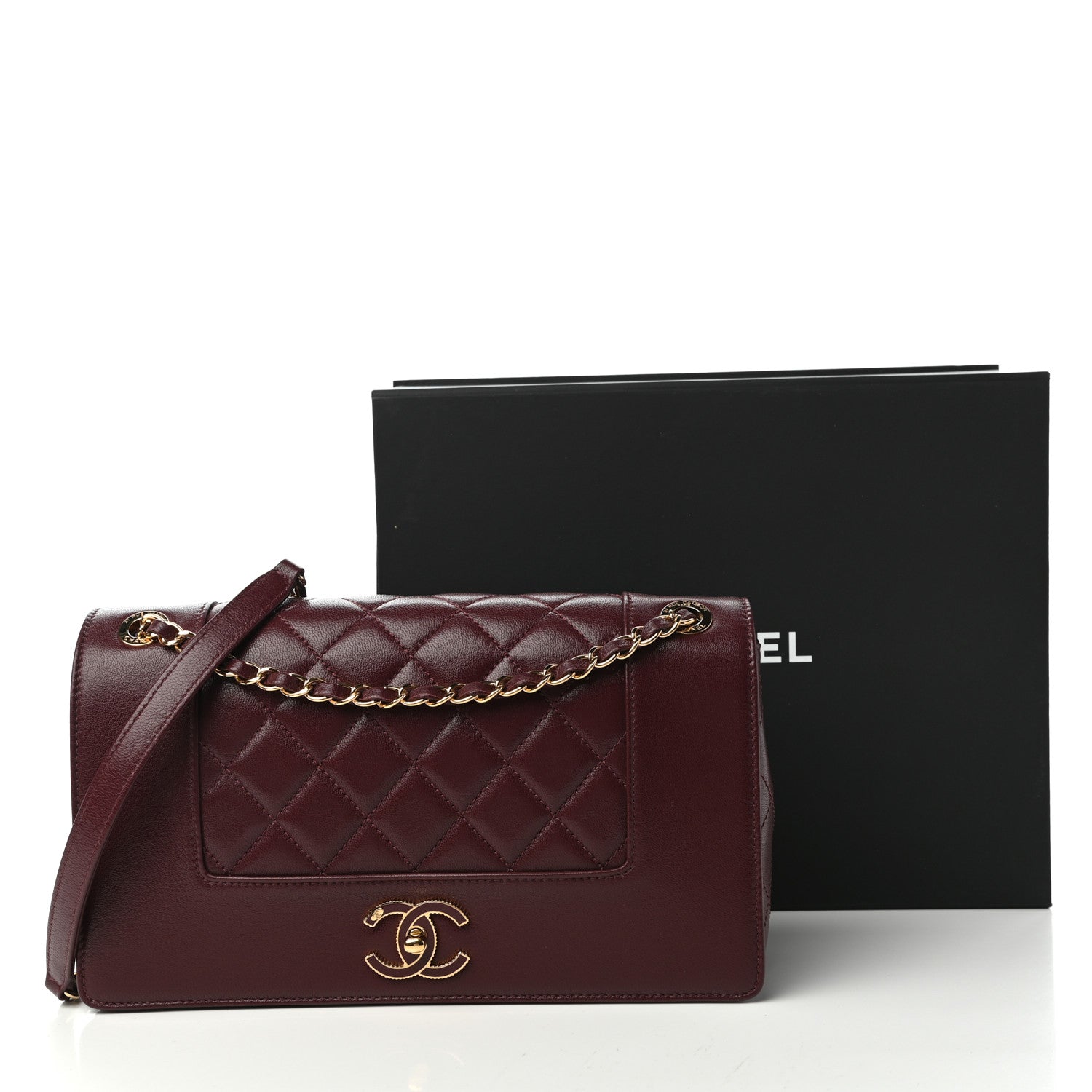 Chanel Sheepskin Quilted Vintage Mademoiselle Flap Dark Red 11 of 11