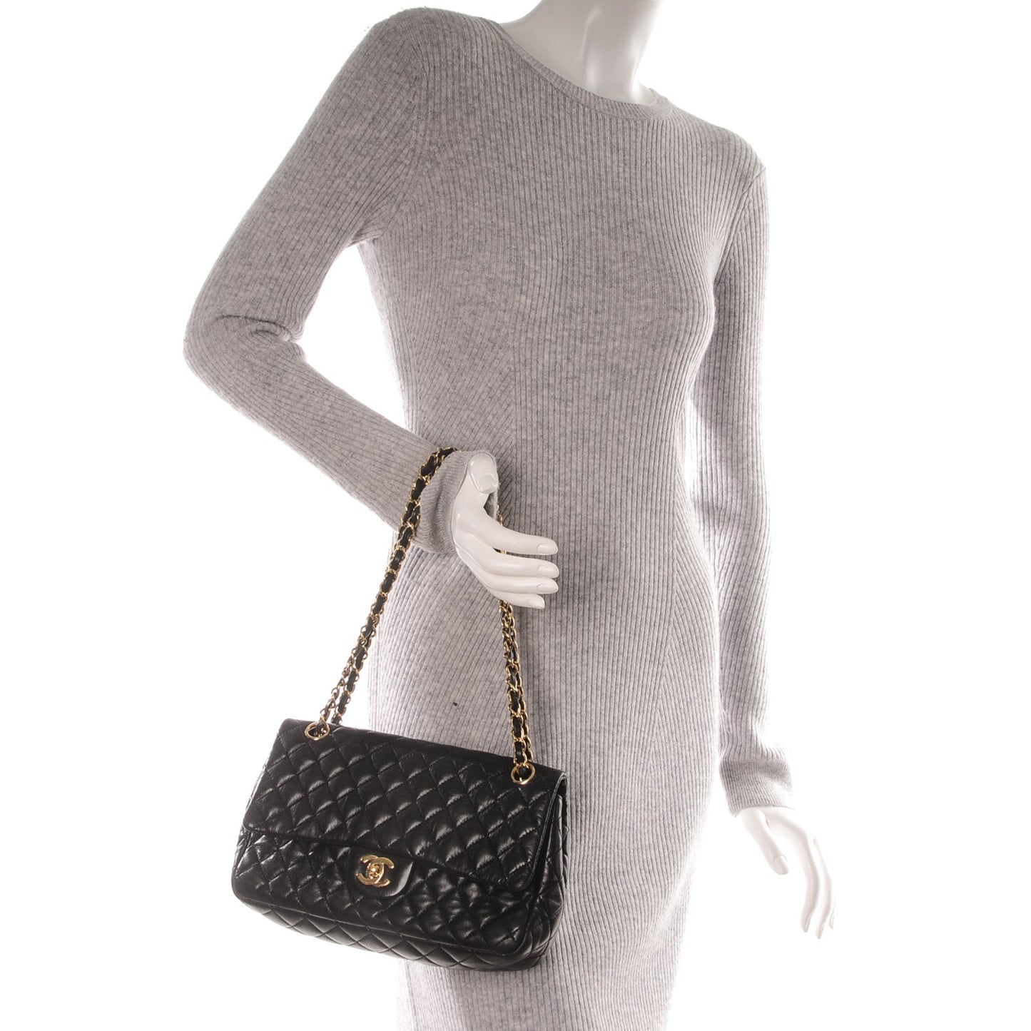 Lambskin Quilted Medium Single Flap Black