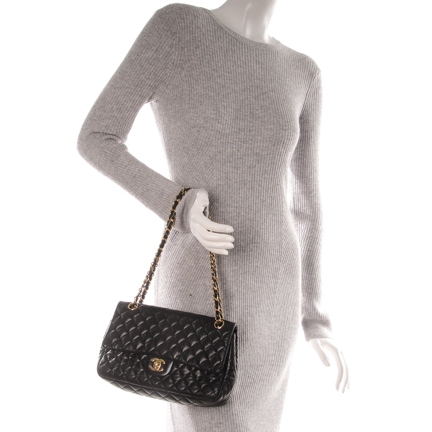 Chanel Lambskin Quilted Medium Single Flap Black 2 of 7