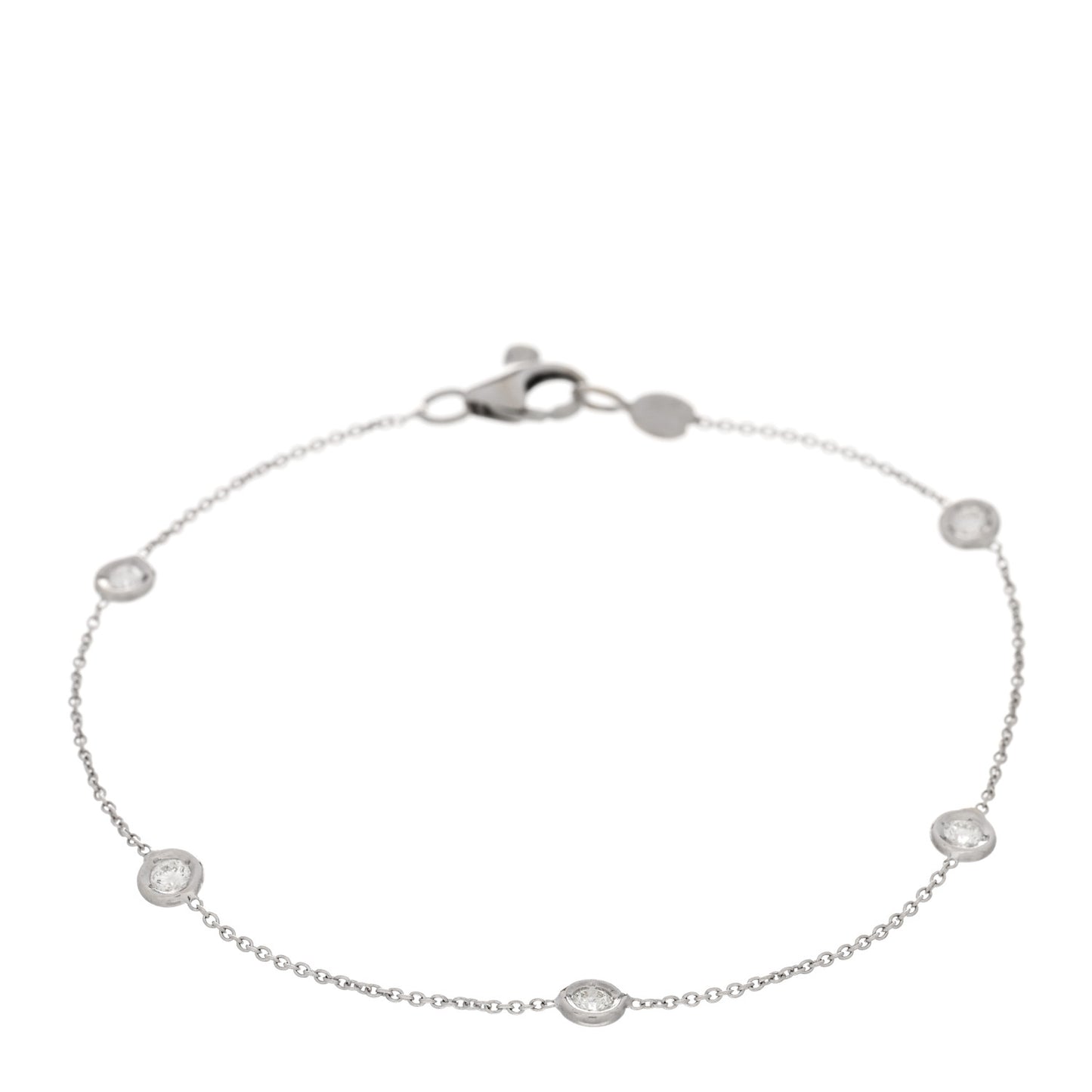 18K White Gold Diamond By the Inch Five Station Bracelet