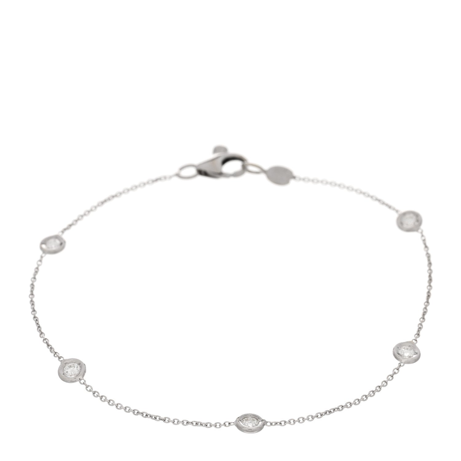 Roberto Coin 18K White Gold Diamond By the Inch Five Station Bracelet 1 of 3