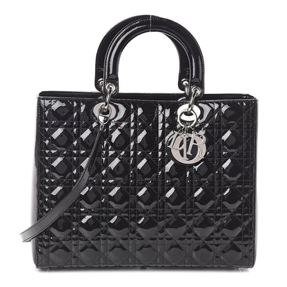 Christian Dior Patent Cannage Large Lady Dior Black 1 of 8
