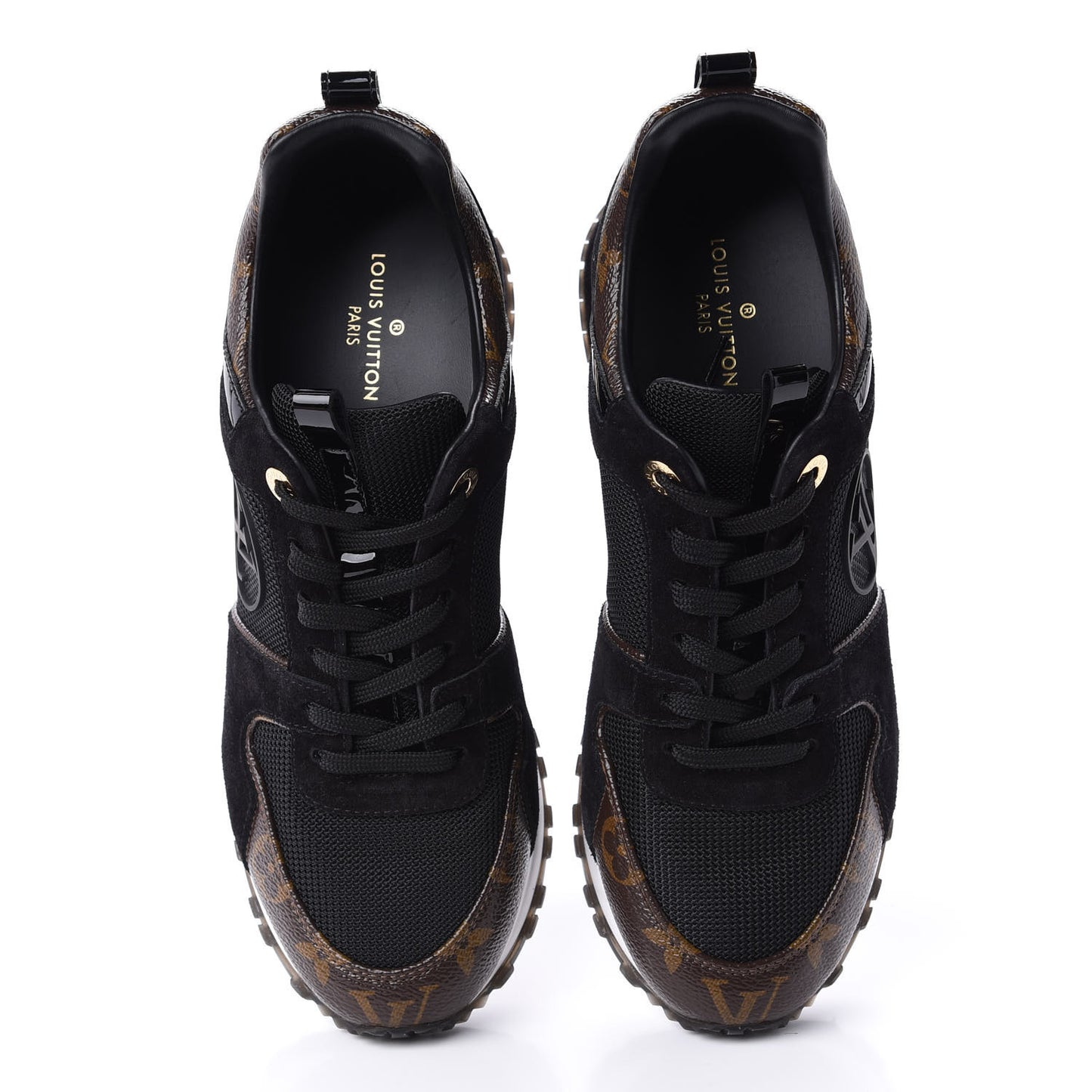 Suede Monogram Run Away Sneakers 37.5 Black