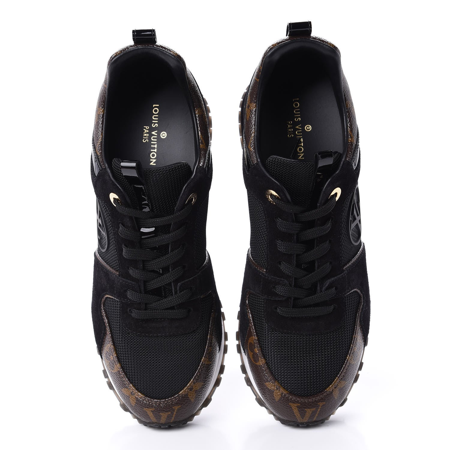 Louis Vuitton Suede Monogram Run Away Sneakers 37.5 Black 5 of 11