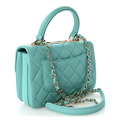 Chanel Lambskin Quilted Small Trendy CC Flap Dual Handle Bag Turquoise 3 of 10