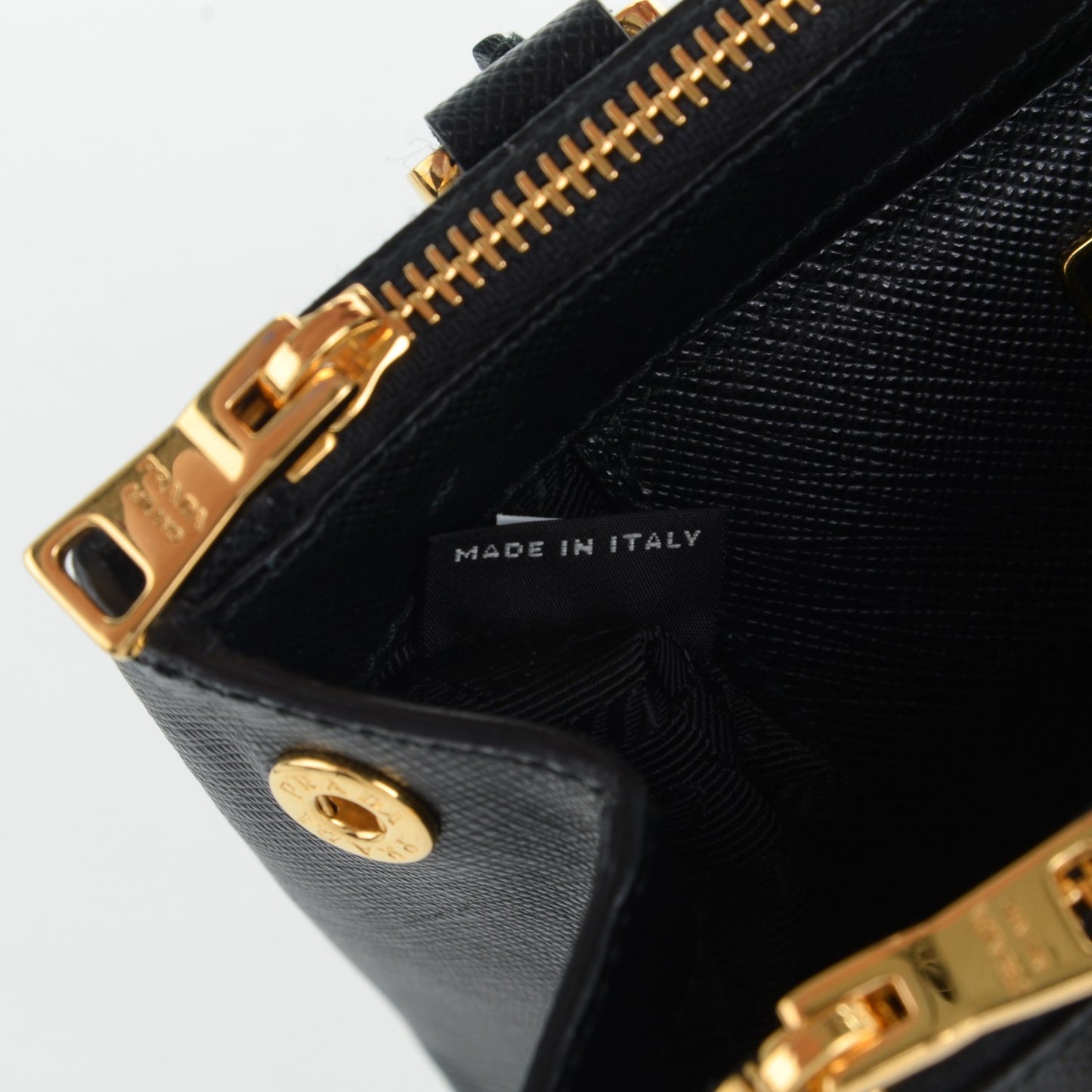 Saffiano Lux Micro Galleria Double Zip Tote Black