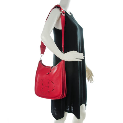 Hermes Taurillon Clemence Evelyne III PM Rouge Garance 3 of 10