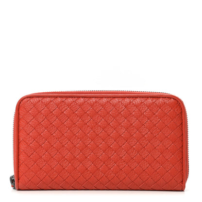 Bottega Veneta Goatskin Intrecciato Zip Around Wallet Orange 1 of 11