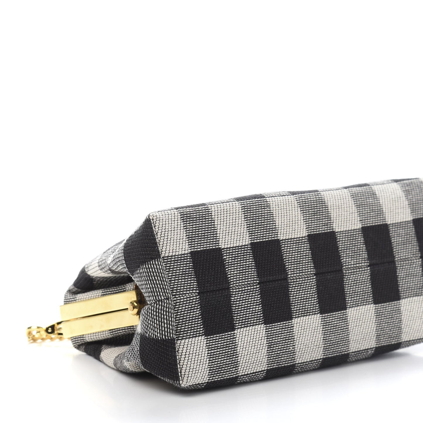 Checker Canvas Mini Volume Chain Clutch Black White