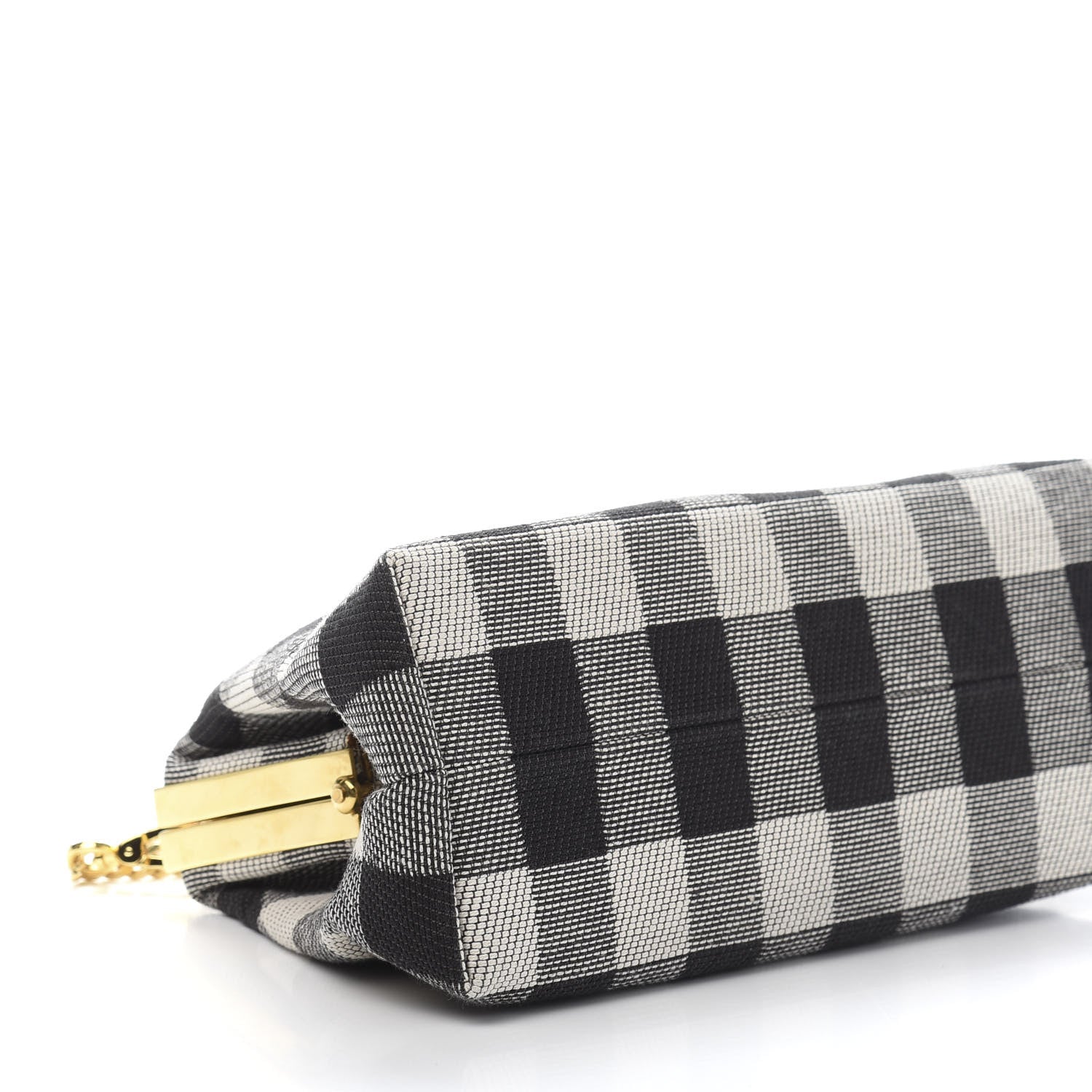 Mansur Gavriel Checker Canvas Mini Volume Chain Clutch Black White 7 of 9