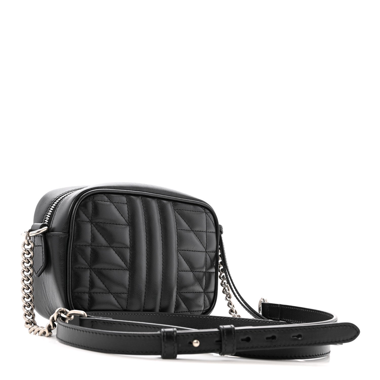 Gucci Calfskin Matelasse Aria GG Marmont Chain Shoulder Bag Black 2 of 12
