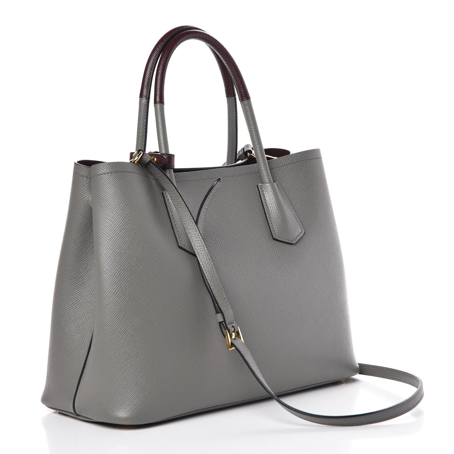 Saffiano Cuir Medium Bi-Color Double Bag Marmo Granato