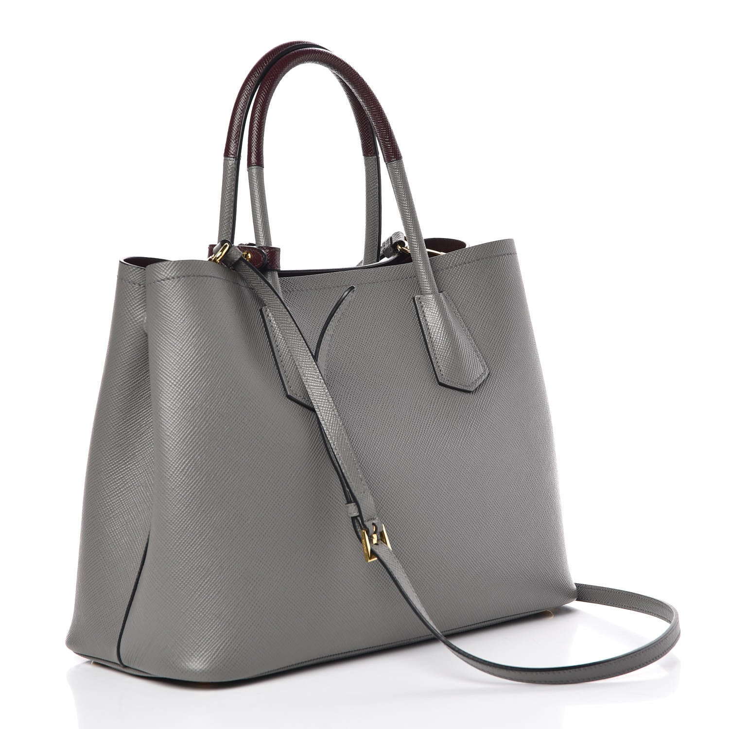 Prada Saffiano Cuir Medium Bi-Color Double Bag Marmo Granato 3 of 8