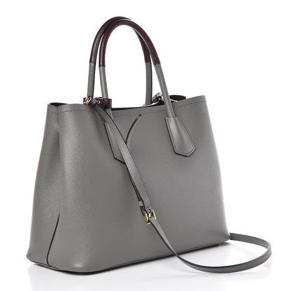 Prada Saffiano Cuir Medium Bi-Color Double Bag Marmo Granato 3 of 8