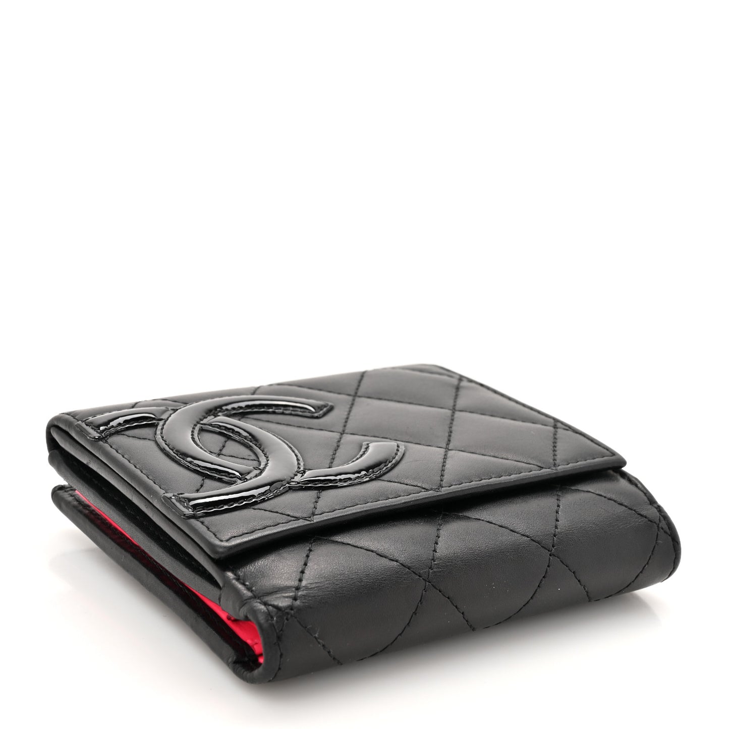Calfskin Quilted Cambon Flap Wallet Black