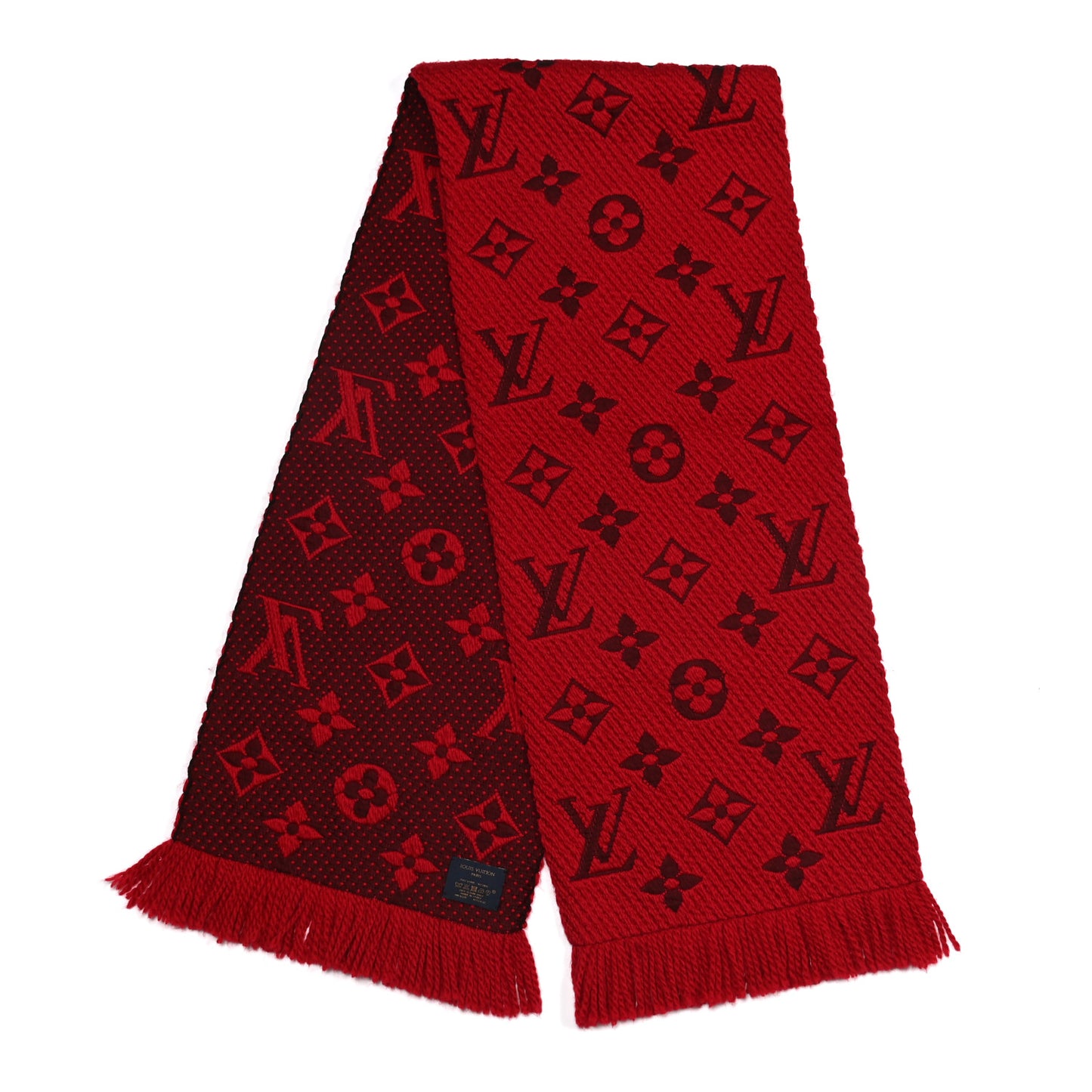 Wool Silk Logomania Scarf Rubis