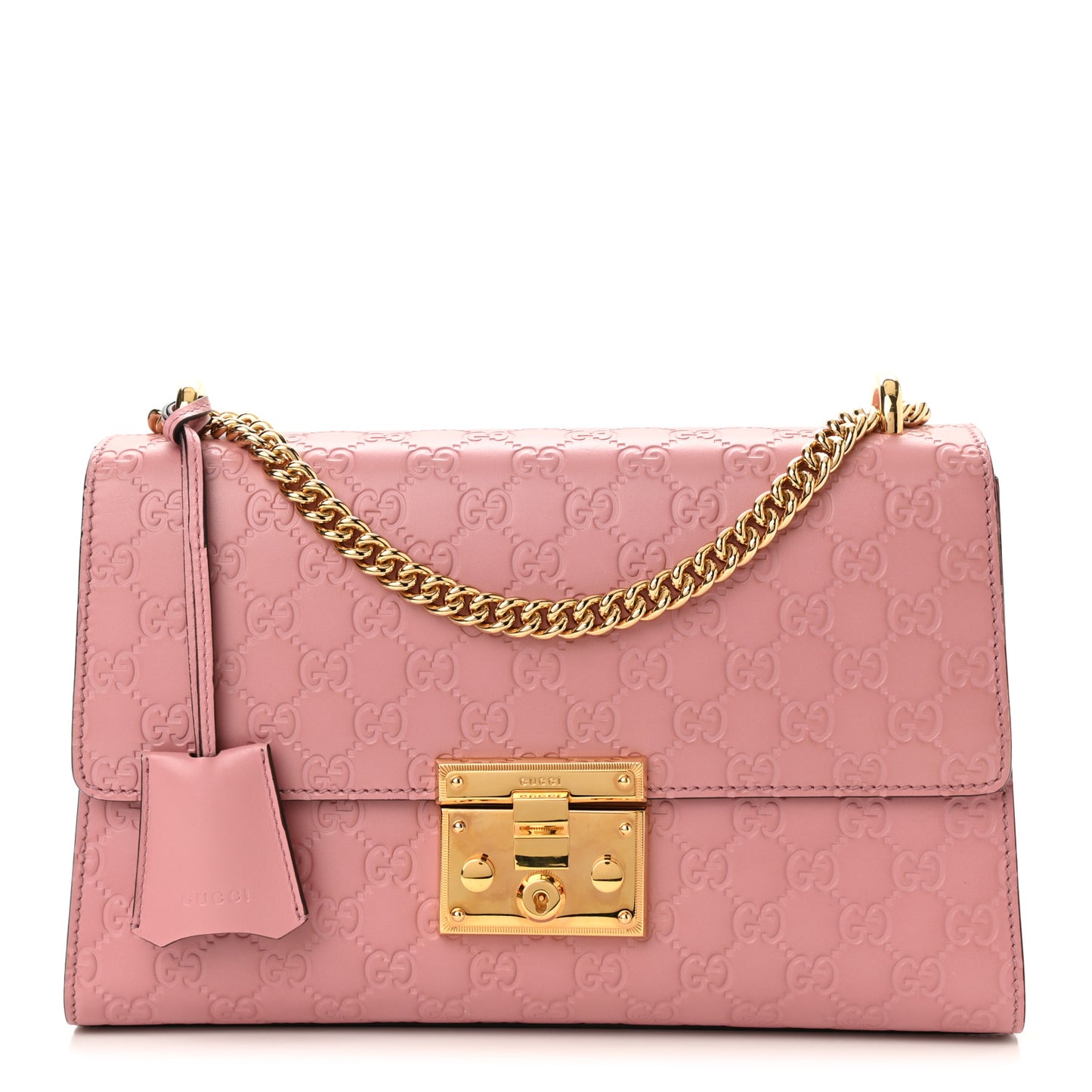 Guccissima Signature Medium Padlock Shoulder Bag Rose Baby Candy