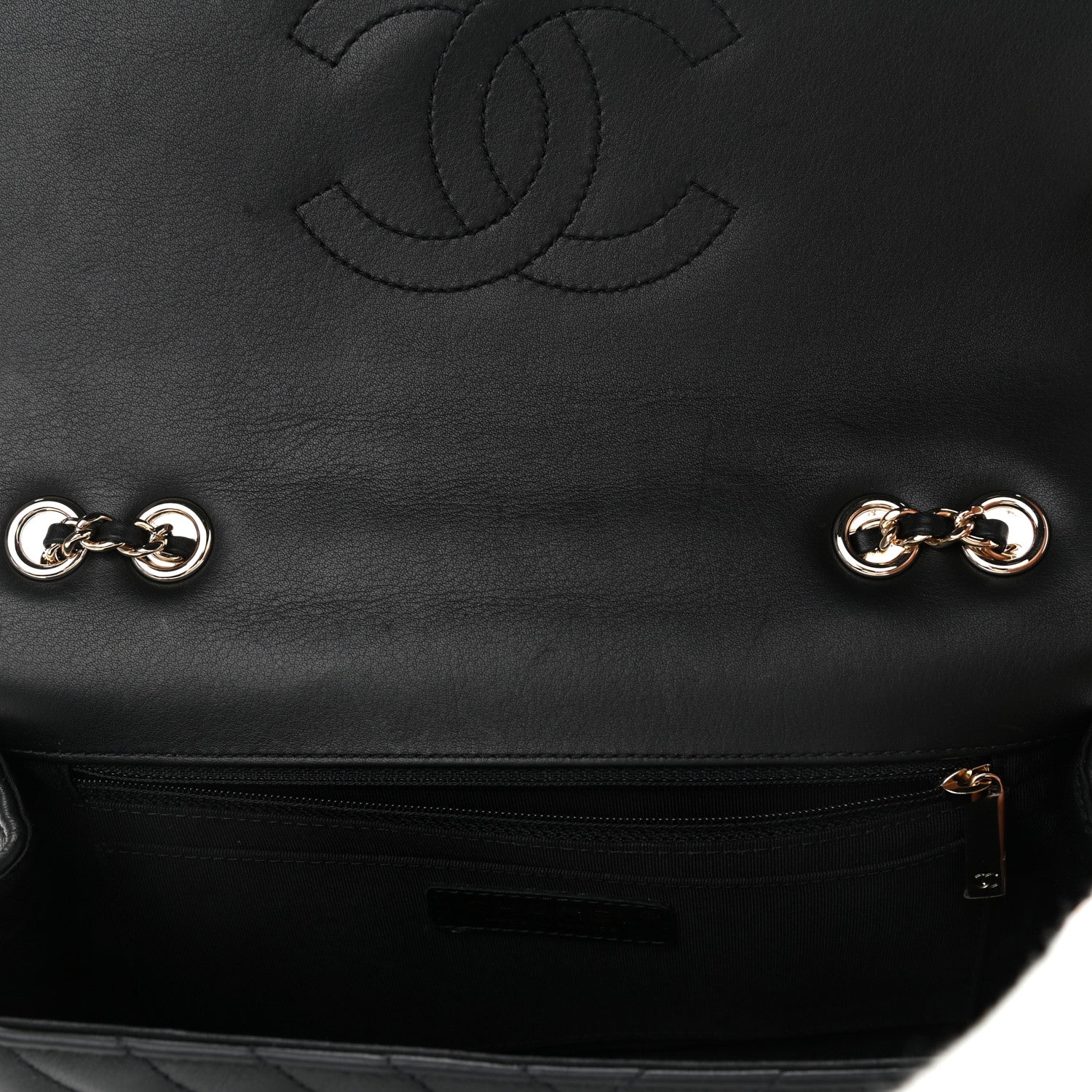 Chanel Calfskin Chevron Quilted Medium Statement Flap Black 9 of 15