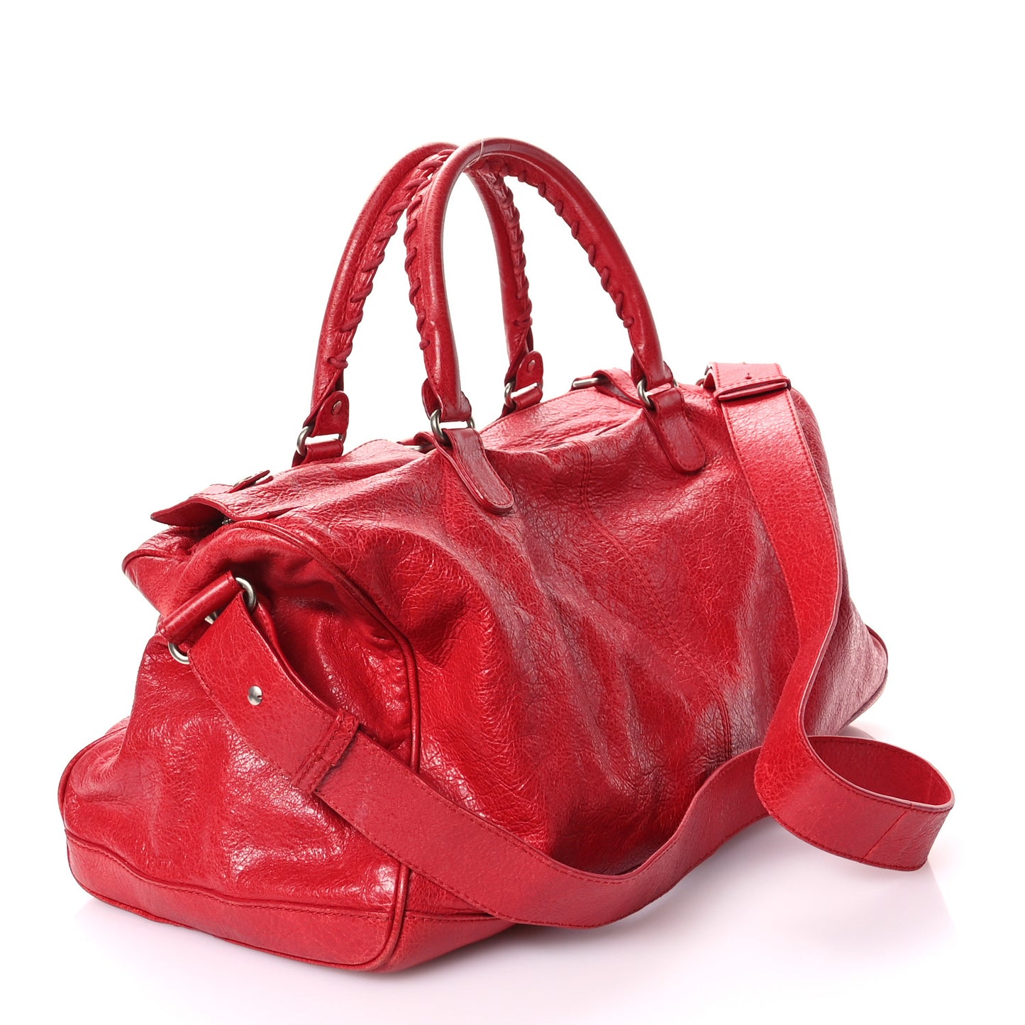 Agneau Classic Hardware Small Squash Duffel Bag Rouge Cardinal