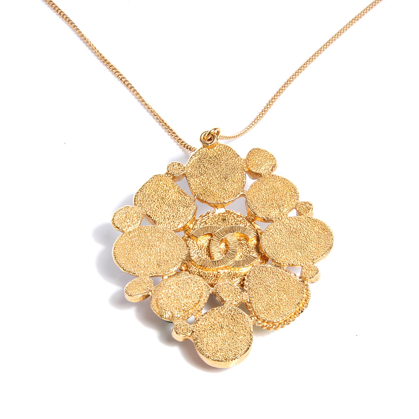 Gripoix Poured Glass CC Necklace Gold
