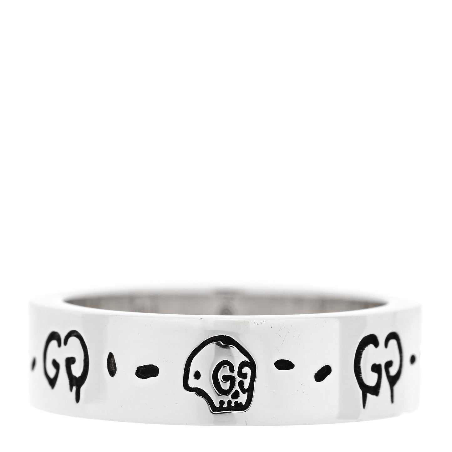 Sterling Silver Narrow GucciGhost Hamlet Skull Ring 57 8