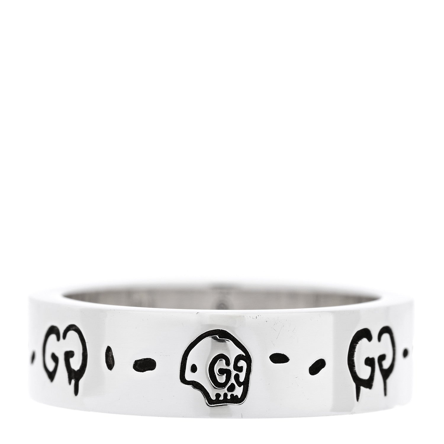 Gucci Sterling Silver Narrow GucciGhost Hamlet Skull Ring 57 8 1 of 6