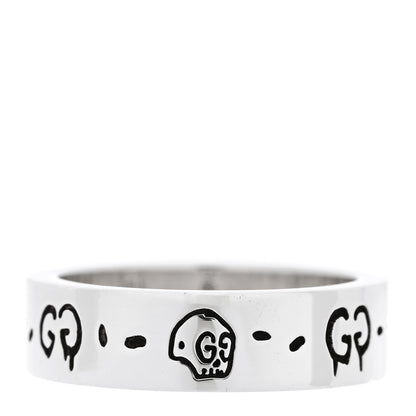 Gucci Sterling Silver Narrow GucciGhost Hamlet Skull Ring 57 8 1 of 6