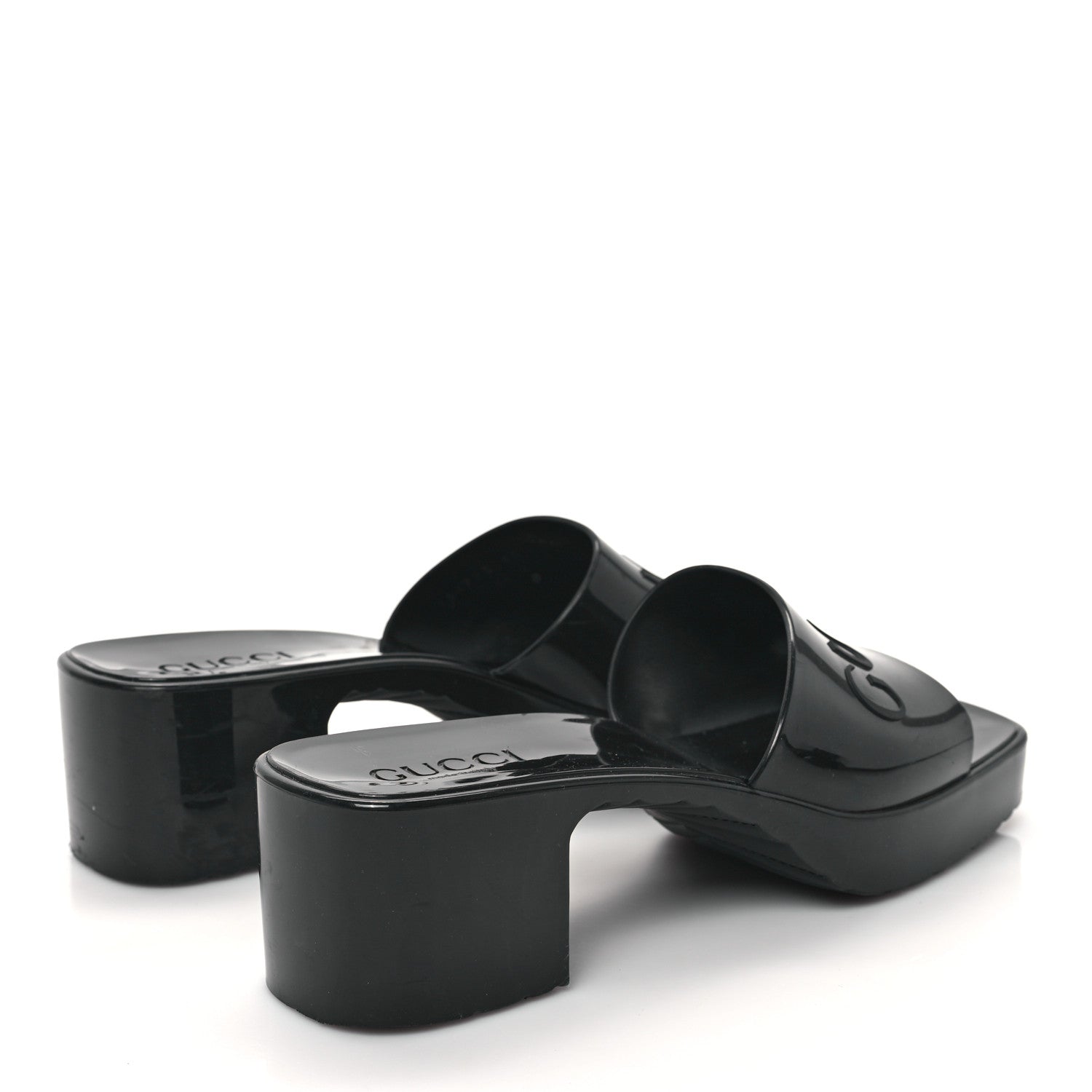 Gucci Rubber Gucci Logo Womens Platform 20/60mm Slide Sandals 40 Black 4 of 11