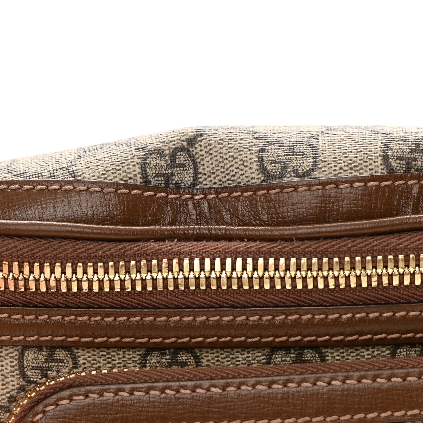 GG Supreme Monogram Textured Calfskin Retro Interlocking G Belt Bag Beige Ebony Brown Sugar