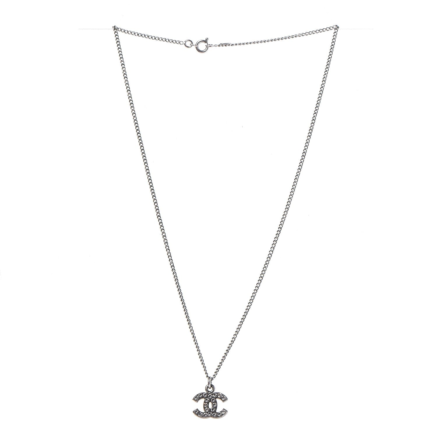 Chanel Crystal Timeless CC Necklace Silver 3 of 6