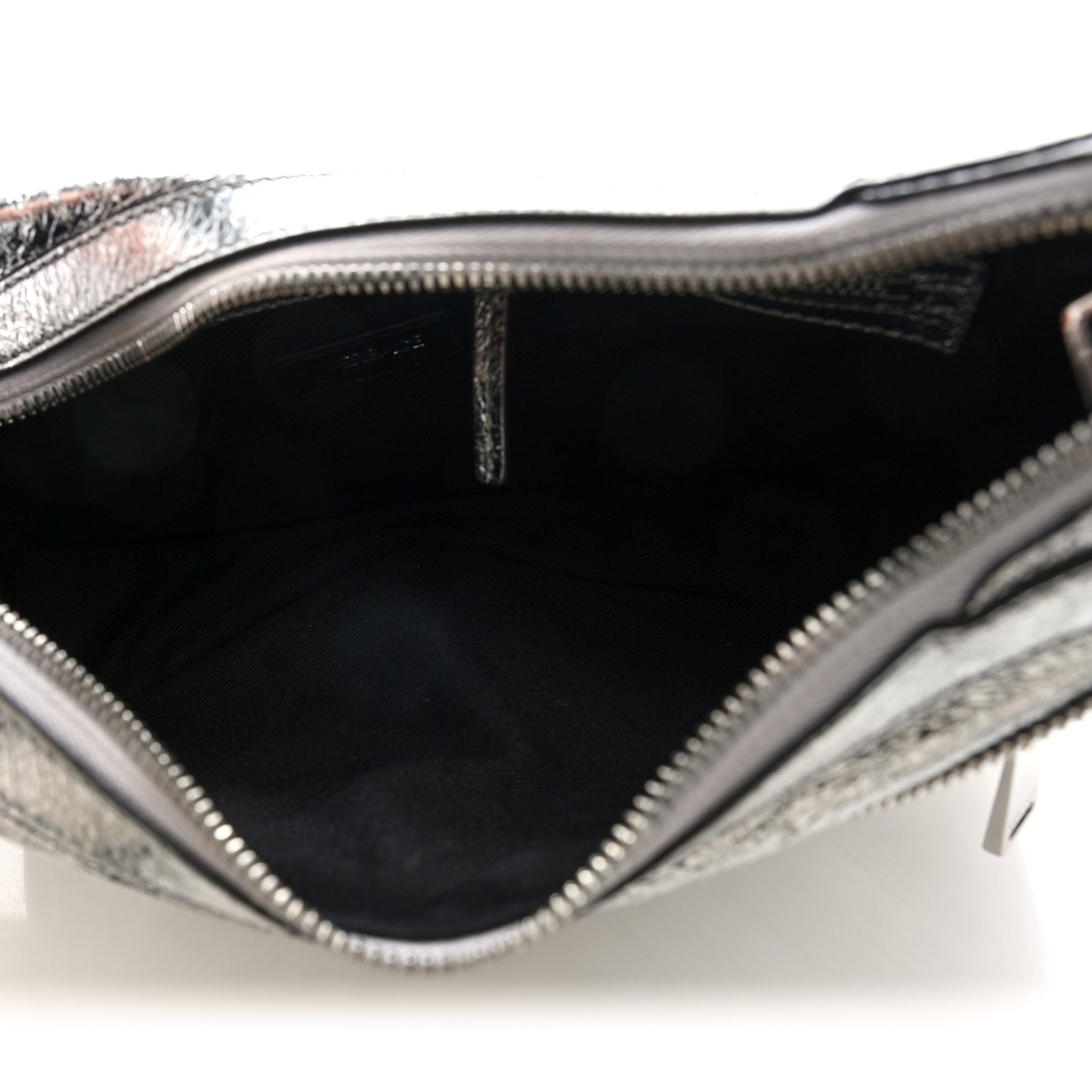 Metallic Calfskin Small Repeat Zip Hobo Silver