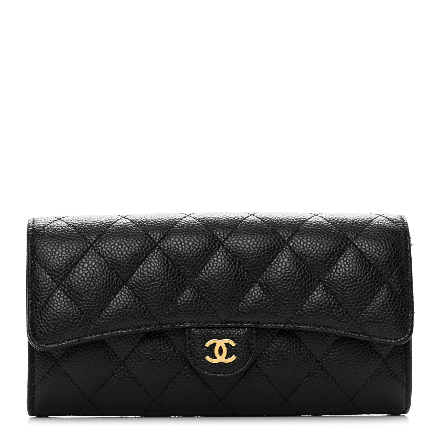 Chanel Caviar Quilted Large Gusset Flap Wallet Black 1 of 9