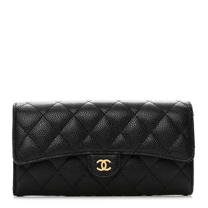 Chanel Caviar Quilted Large Gusset Flap Wallet Black 1 of 9