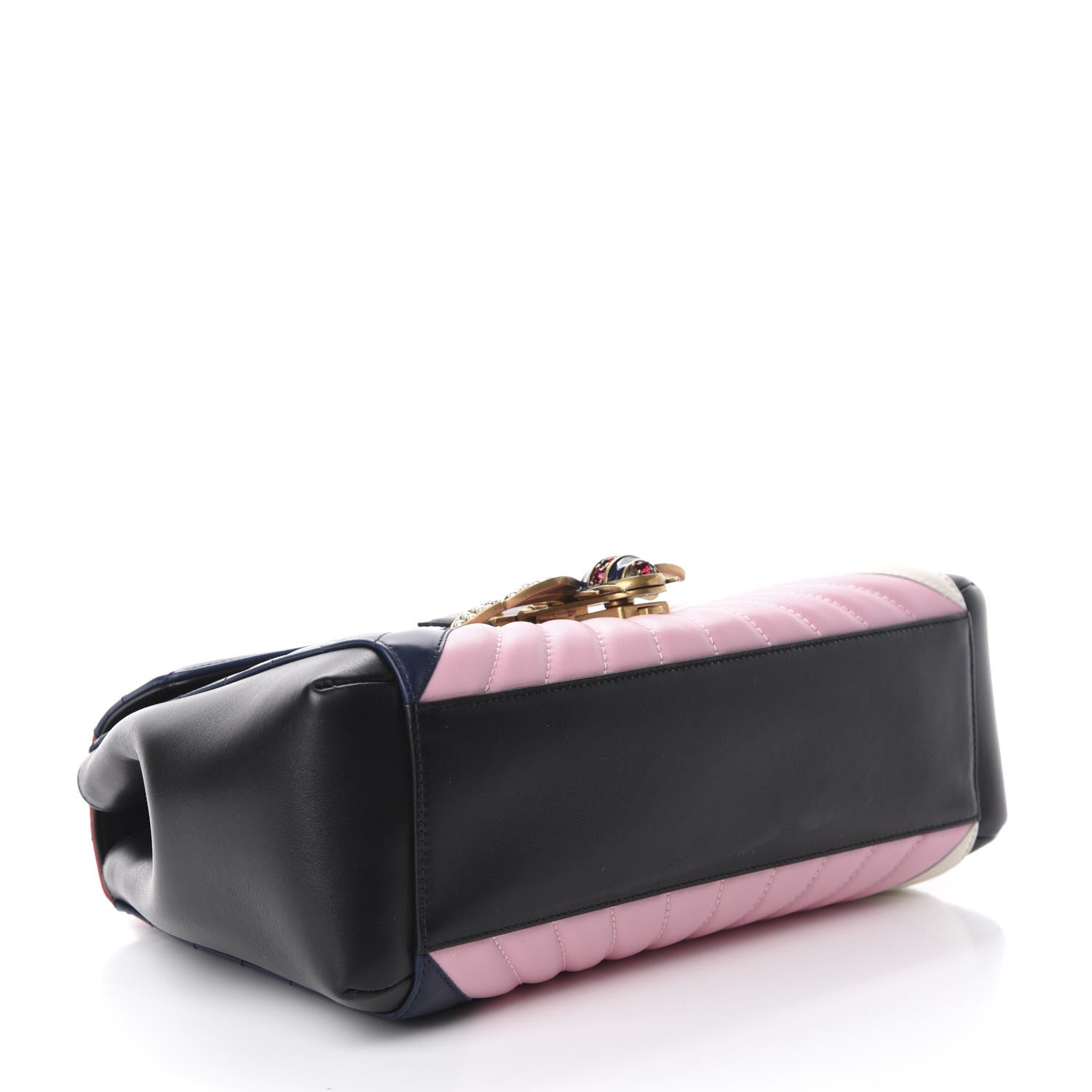 Gucci Calfskin Bamboo Trapuntata Queen Margaret Top Handle Bag Blue Agata Hibiscus Red Mystic White Sugar Pink 5 of 11