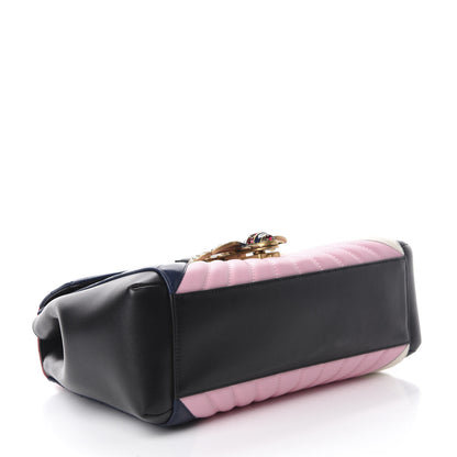 Gucci Calfskin Bamboo Trapuntata Queen Margaret Top Handle Bag Blue Agata Hibiscus Red Mystic White Sugar Pink 5 of 11