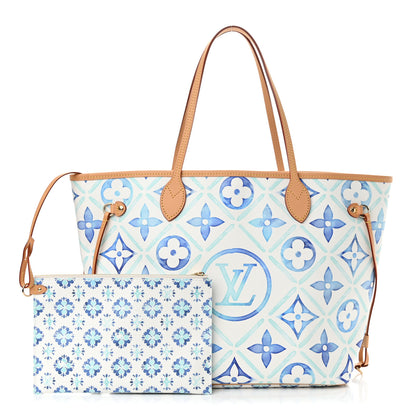 Louis Vuitton Monogram Tiles By The Pool 2.0 Neverfull MM Lagoon Blue 3 of 10