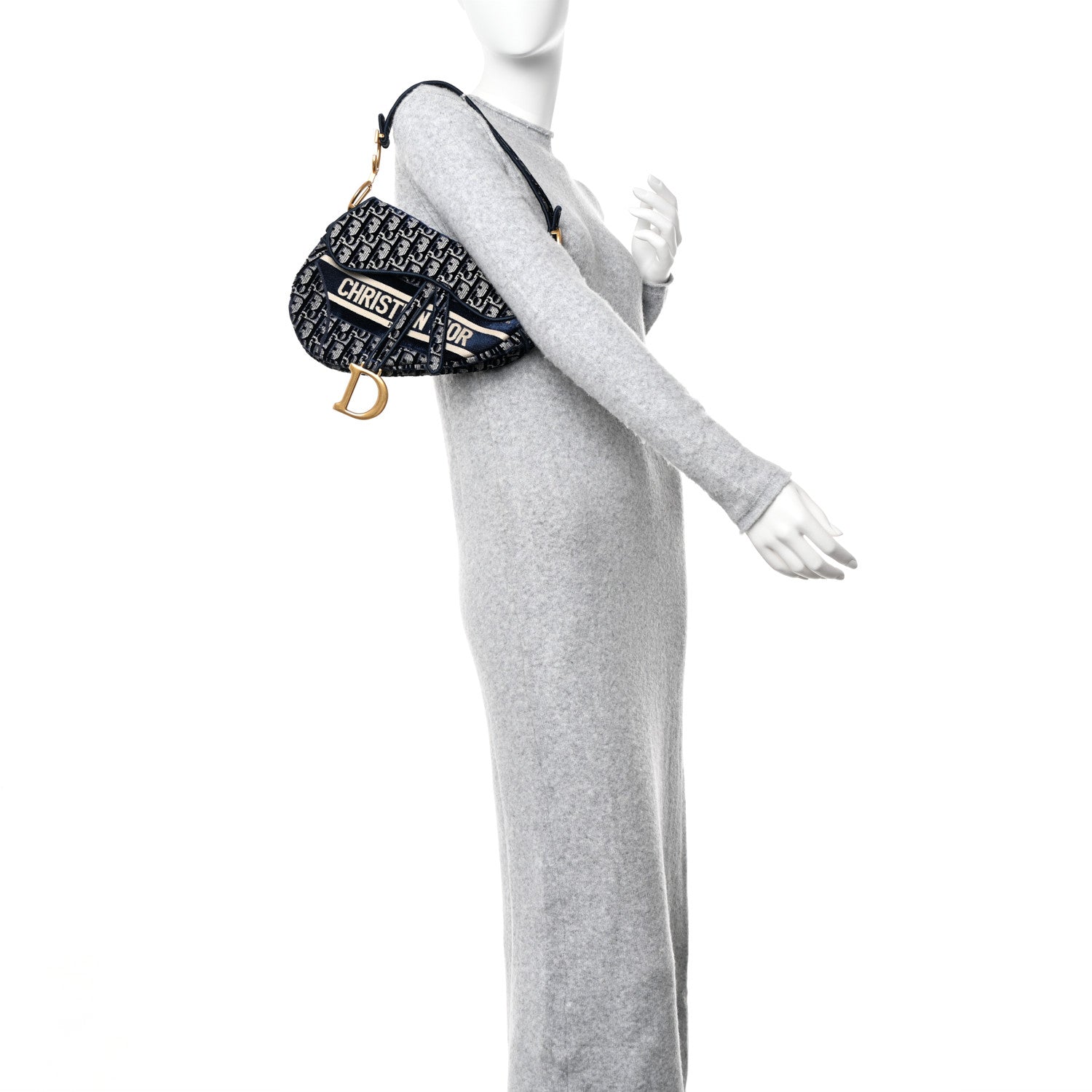 Christian Dior Velvet Oblique Saddle Bag Blue 2 of 10
