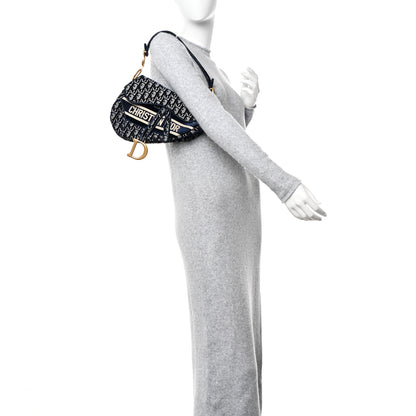 Christian Dior Velvet Oblique Saddle Bag Blue 2 of 10