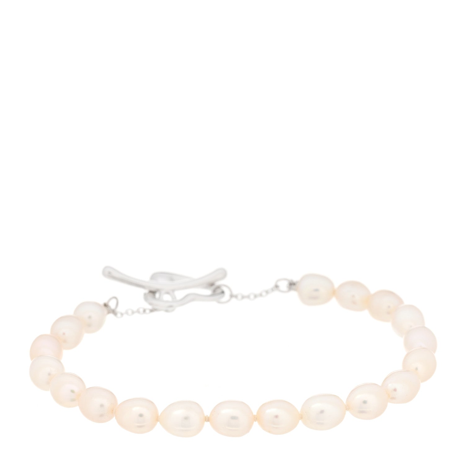 Tiffany Sterling Silver Pearl Elsa Peretti Open Heart Bracelet 2 of 4