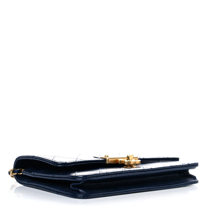 Chanel Aged Glazed Calfskin Stitched Golden Class CC Wallet on Chain WOC Blue 4 of 15