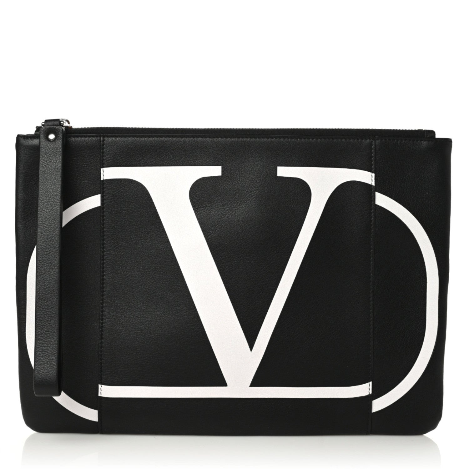 Valentino Garavani Calfskin VLogo Inlay Zip Pouch Black 1 of 7