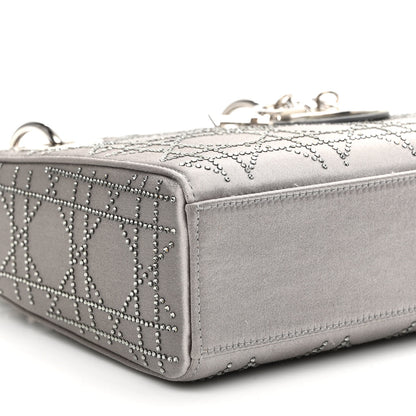 Christian Dior Satin Crystal Cannage Mini Lady Dior Gray 8 of 13