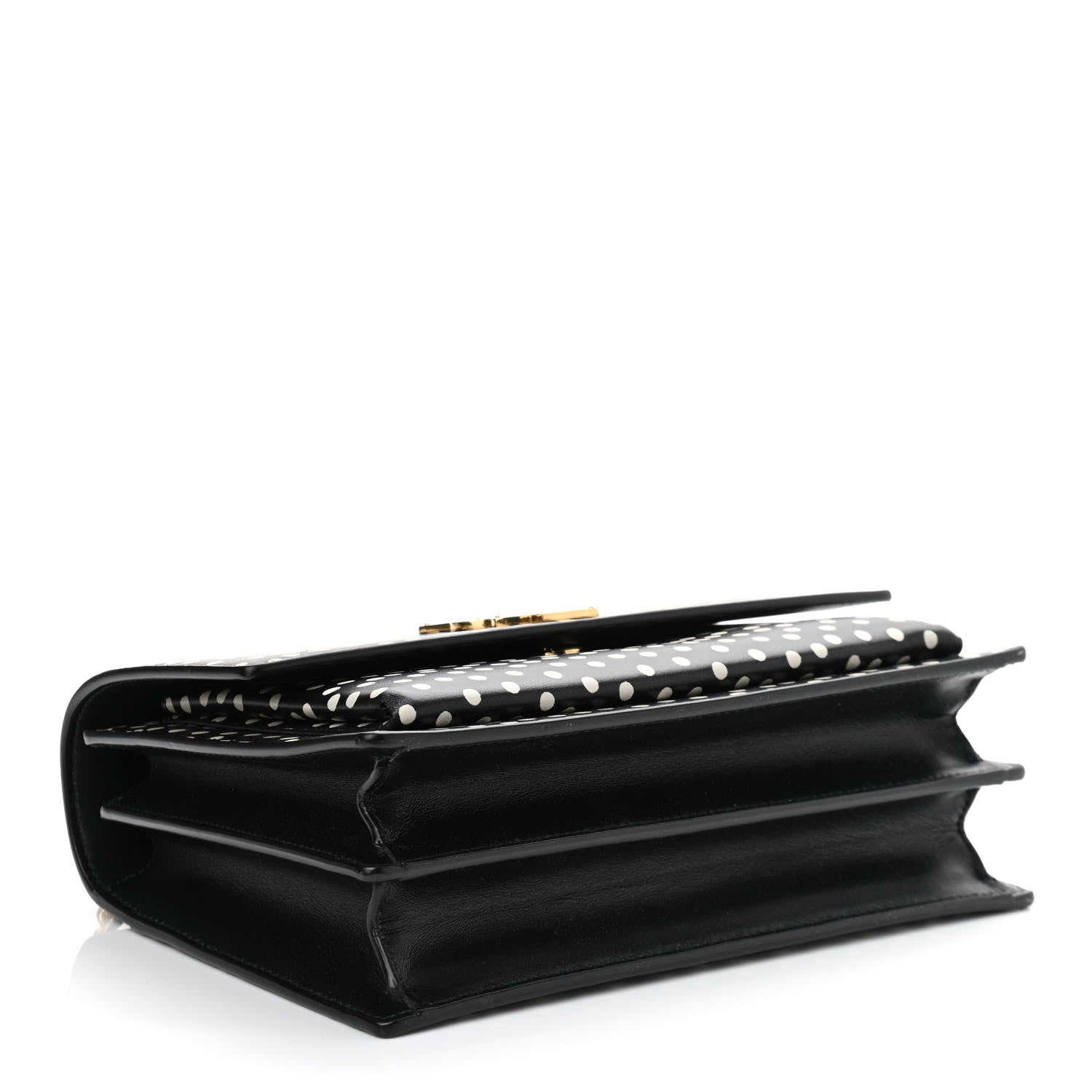Saint Laurent Calfskin Polka Dot Medium Monogram Sunset Black White 4 of 11