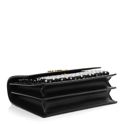 Saint Laurent Calfskin Polka Dot Medium Monogram Sunset Black White 4 of 11